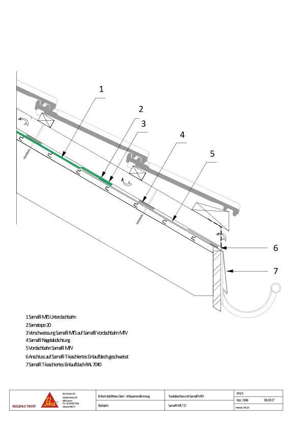 Fermeture de gouttière avec Sarnafil MTV