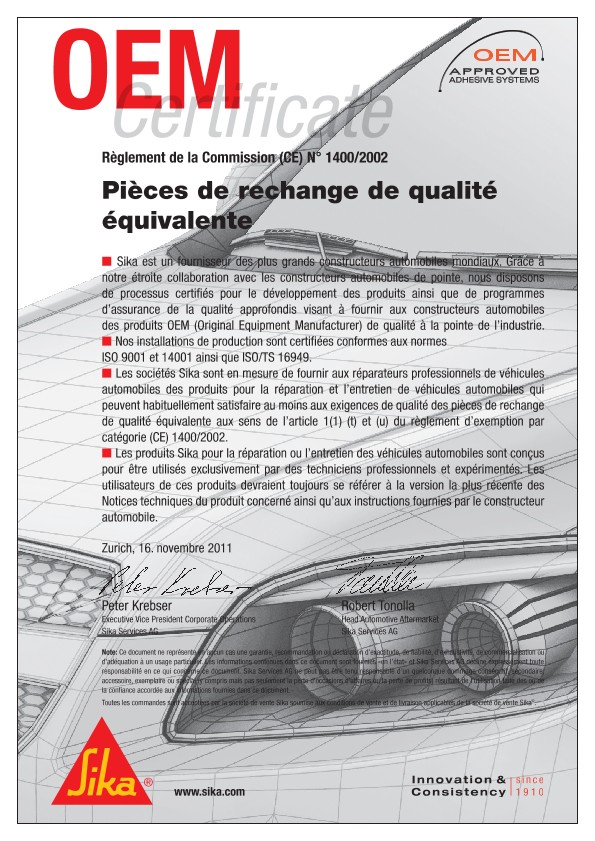 OEM Pièces de rechange de qualité équivalente