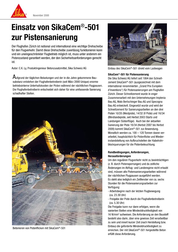 Pistensanierung mit SikaCem-501