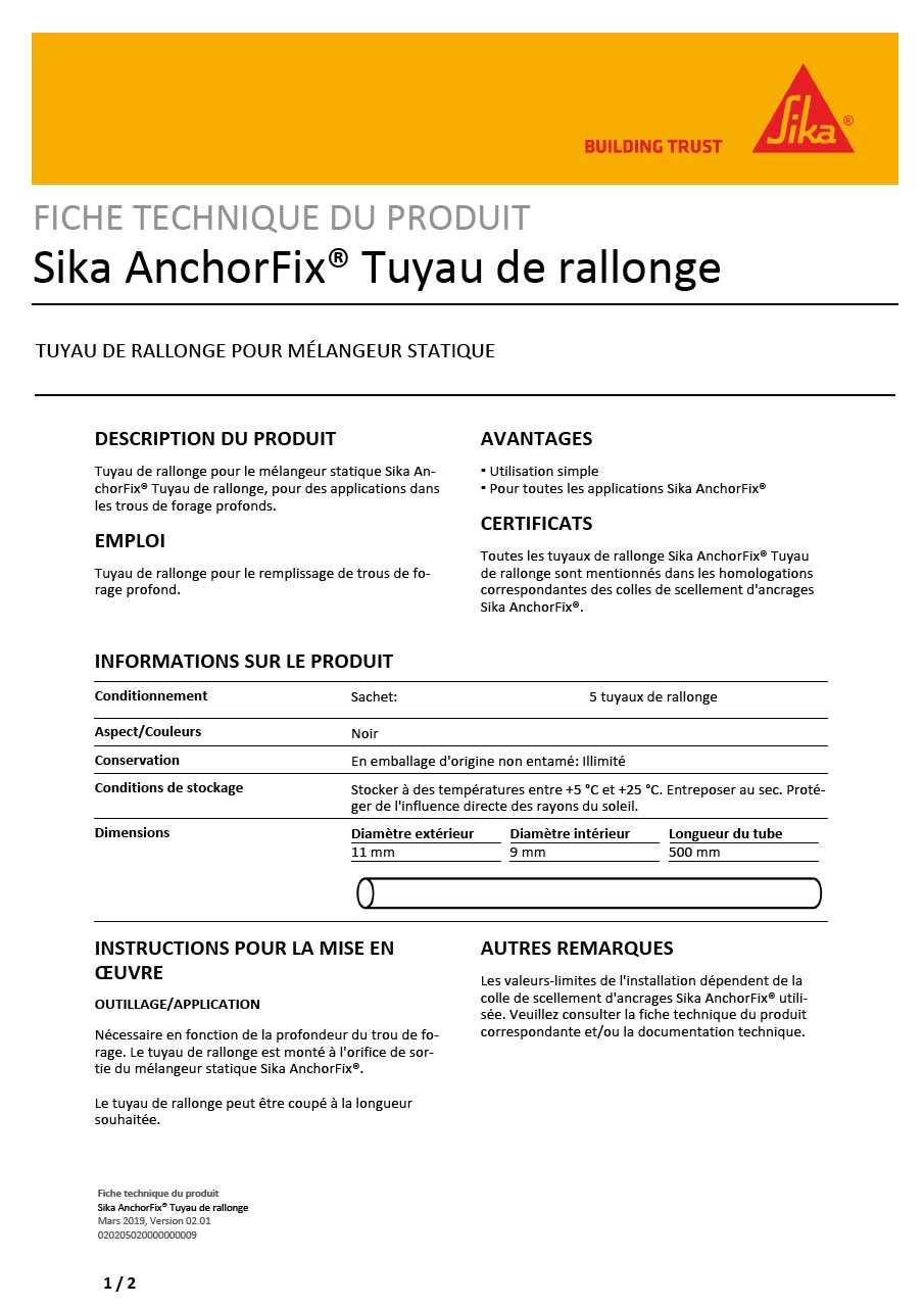 Sika AnchorFix® Tuyau de rallonge