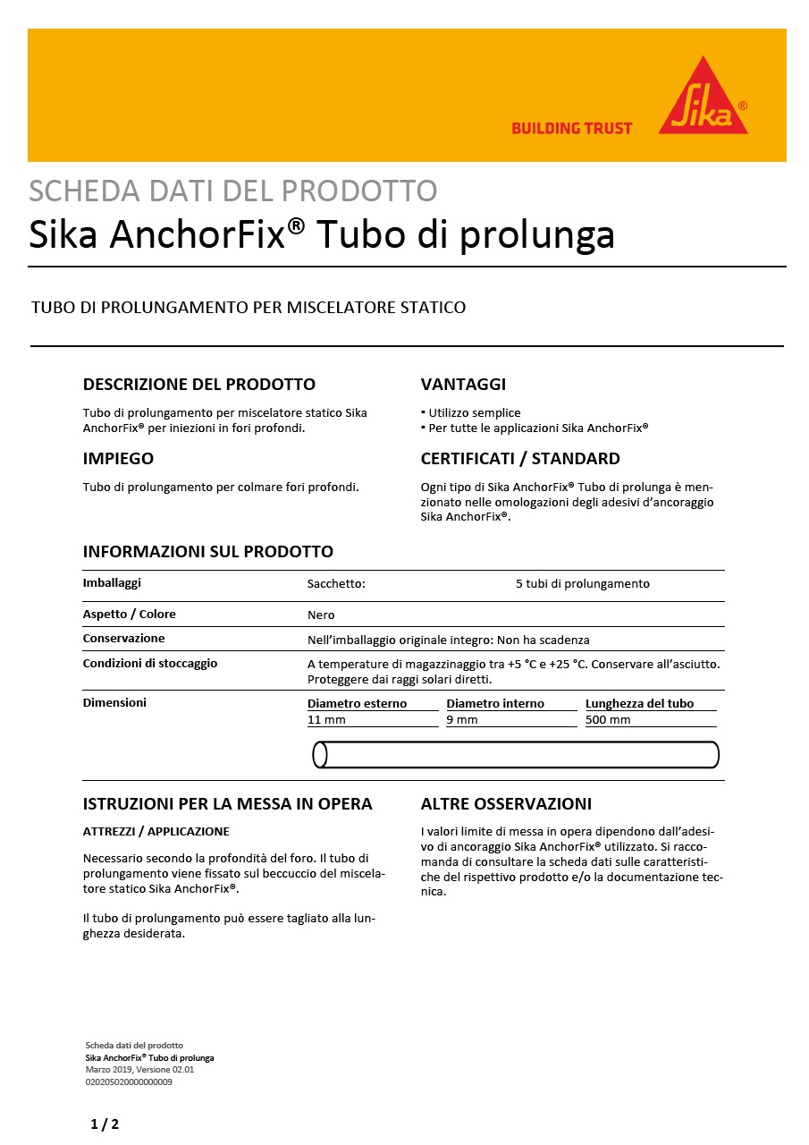 Sika AnchorFix® Tubo di prolunga