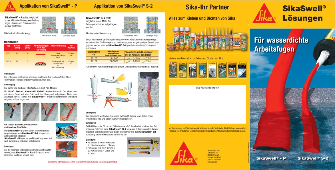SikaSwell® Lösungen - Für wasserdichte Arbeitsfugen