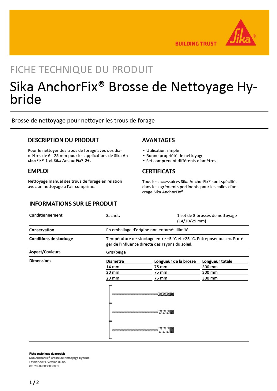 Sika AnchorFix® Brosse de Nettoyage Hybride
