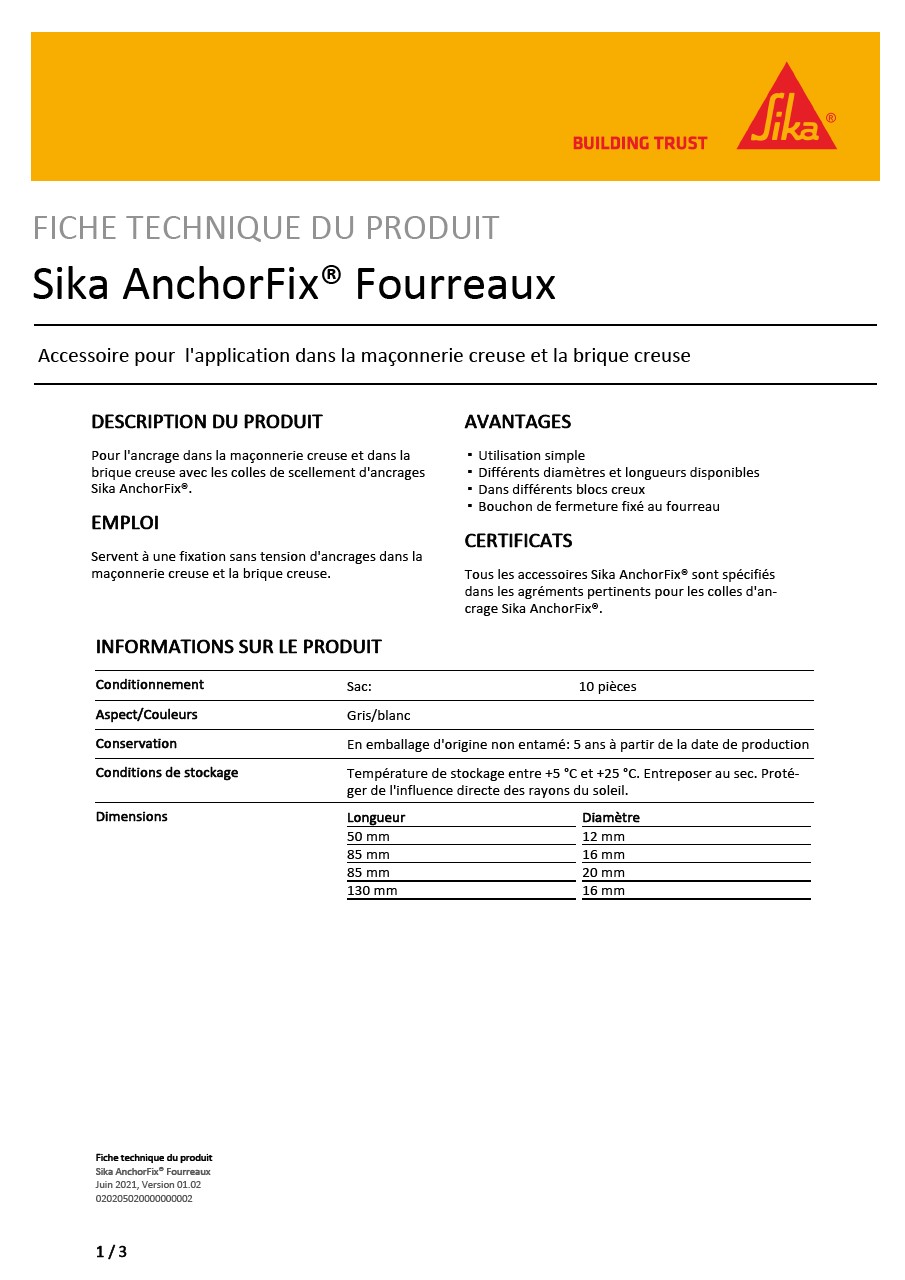 Sika AnchorFix® Perforated Sleeves
