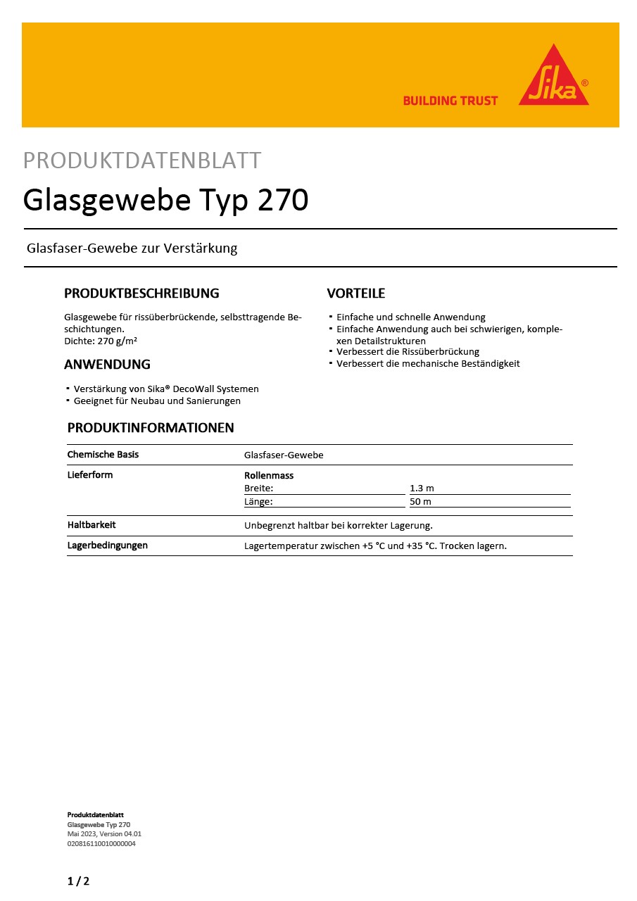 Glasgewebe Typ 270