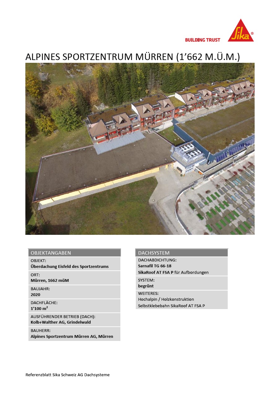 Alpines Sportzentrum, Mürren (1662 m über Meer)