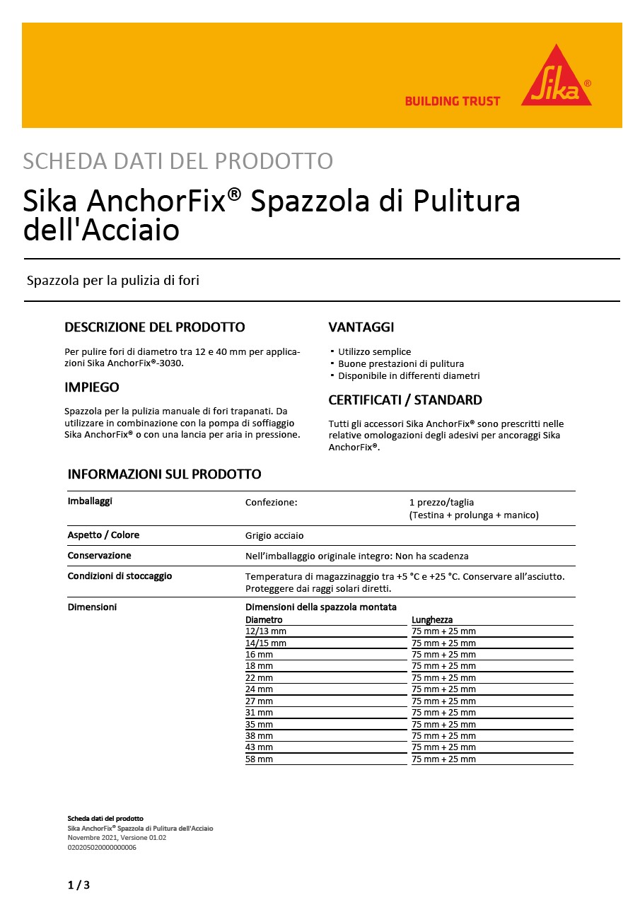 Sika AnchorFix® Spazzola di Pulitura dell'Acciaio